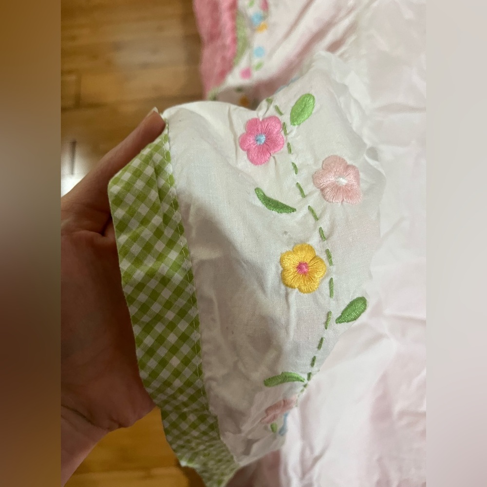 Vintage Pottery Barn Kids Floral Ruffled Toddler Bed Bedskirt/ Cribskirt